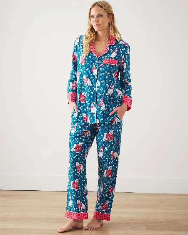 Bundled Up - Tall Flannel Long PJ Set - Navy