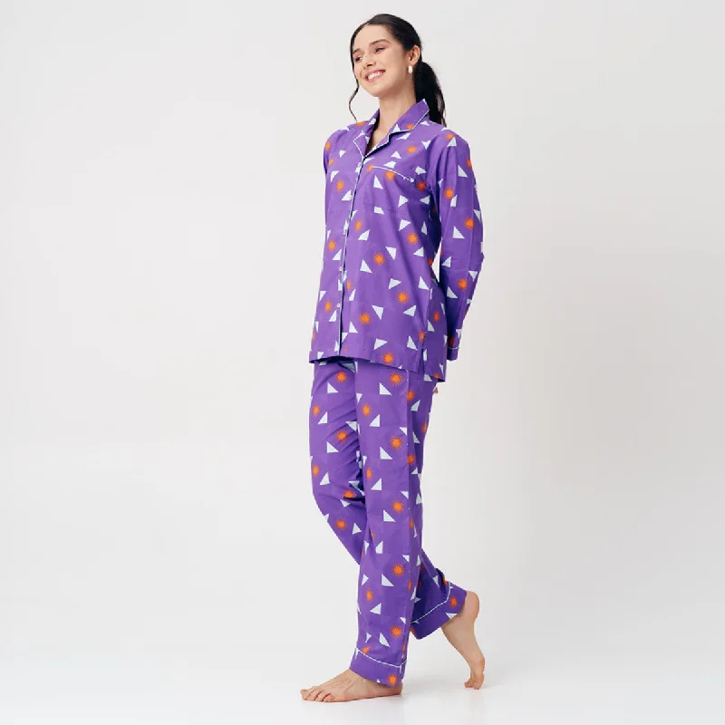 Cosmic Rays Cotton Notched Collar Pyjama Set