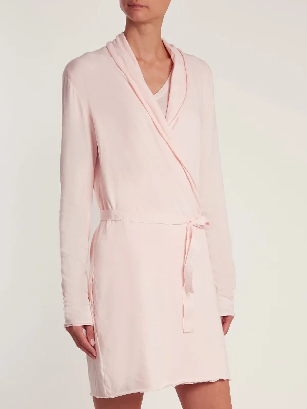 Double Layer Cotton Wrap Robe in Pearl Pink