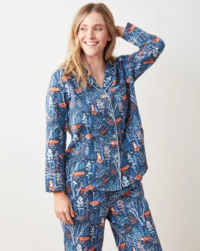 Fox & Folklore - Petite Flannel Long PJ Set - Indigo