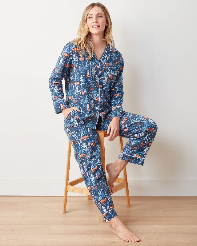 Fox & Folklore - Tall Flannel Long PJ Set - Indigo