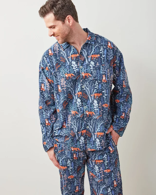 Fox & Folklore - Men's Flannel Long PJ Set - Indigo