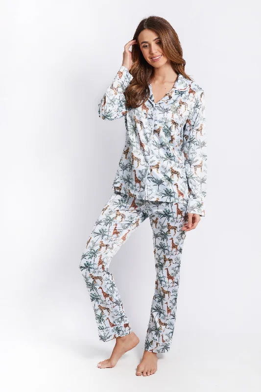 Personalised Satin Long Sleeve Pyjama Set - Safari