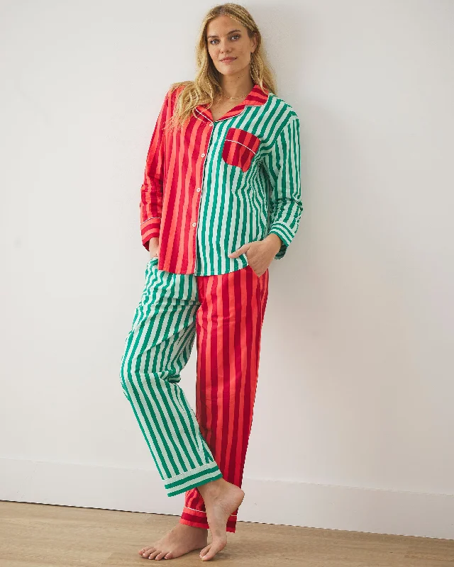 Holiday Stripes - Tall Long PJ Set - Spearmint & Peppermint