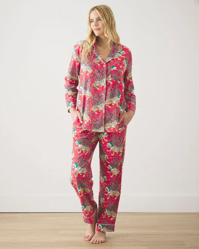 Holly Jolly Bagheera - Tall Flannel Long PJ Set - Ruby