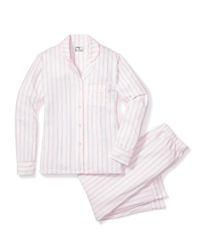 Women's Pima Pajama Set in Pink Stripe