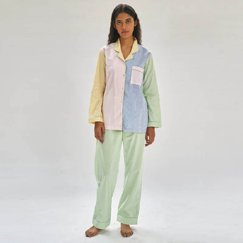 Many Moods Cotton Notched Collar Pyjama Set - Women