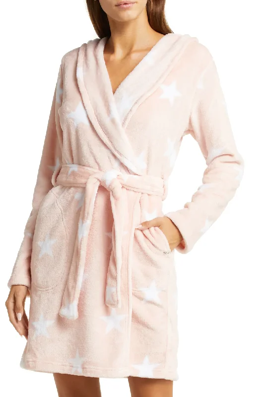 MIRANDA Hooded Fleece Robe in Lotus Blossom/Stars