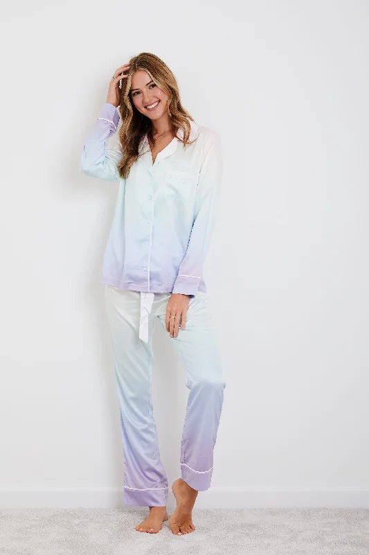 Personalised Satin Long Sleeve Pyjama Set - Rainbow