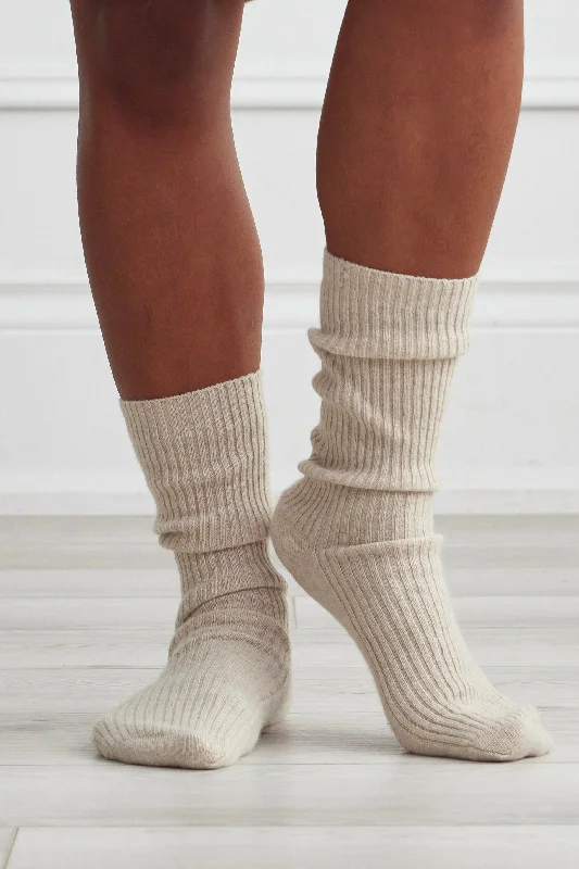 KIP Pure Cashmere Sleep Socks in Champagne