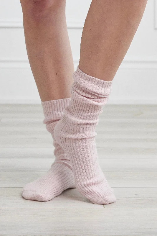 KIP Pure Cashmere Sleep Socks in Pink Peony