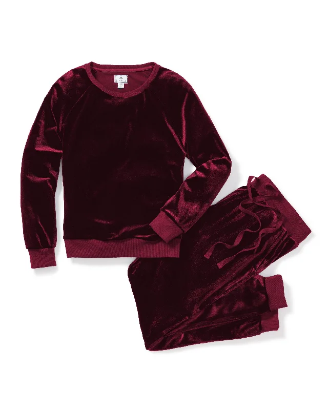 Women's Velour Lounge Set in Royal Garnet