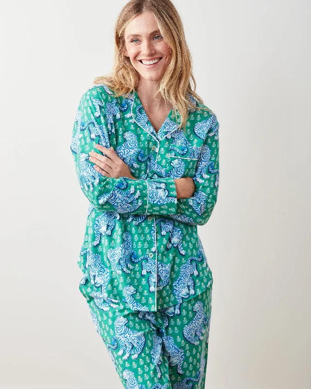 Tiger Queen - Petite Flannel Long PJ Set - Jade