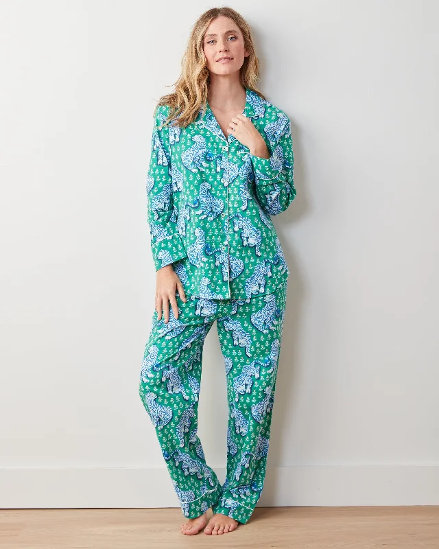 Tiger Queen - Tall Flannel Long PJ Set - Jade