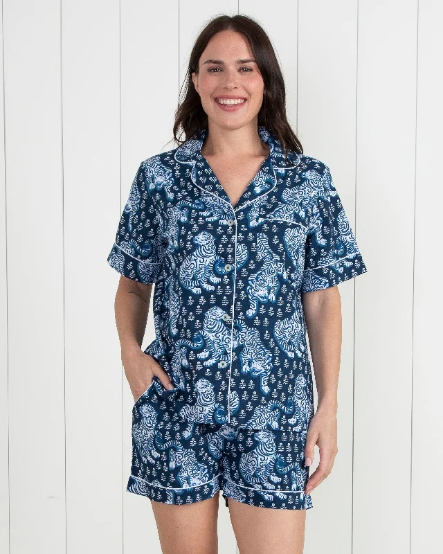 Tiger Queen - Petite Short PJ Set - Navy