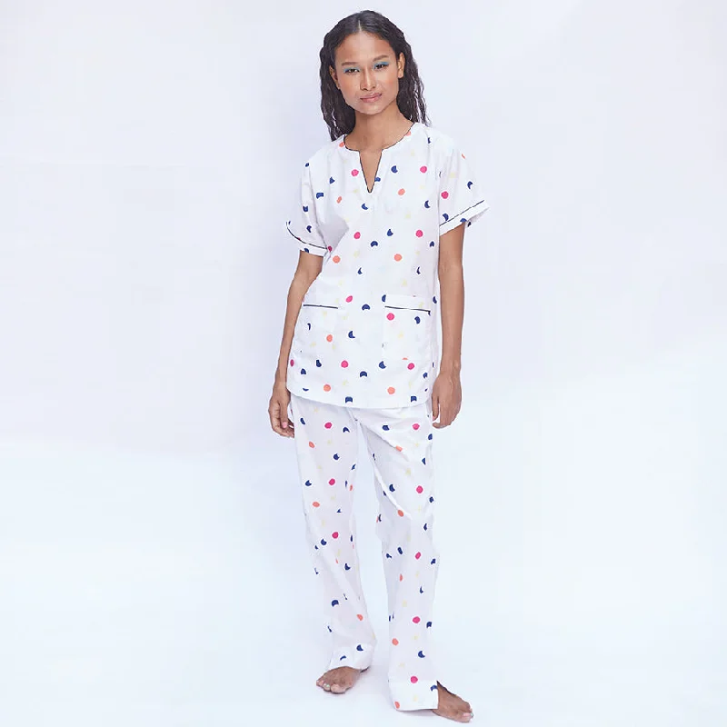 Milky Way  Cotton Dip-Neck Pyjama Set