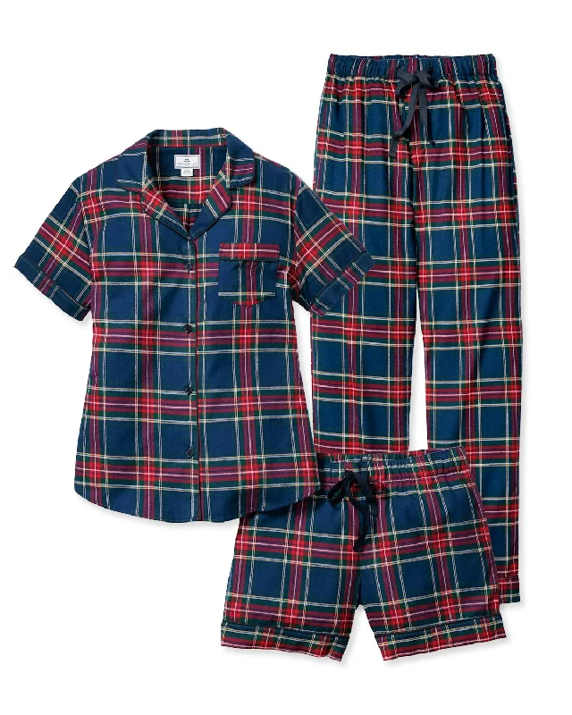 Women's Brushed Cotton Windsor Tartan Pajama Short Set and Pants Duo