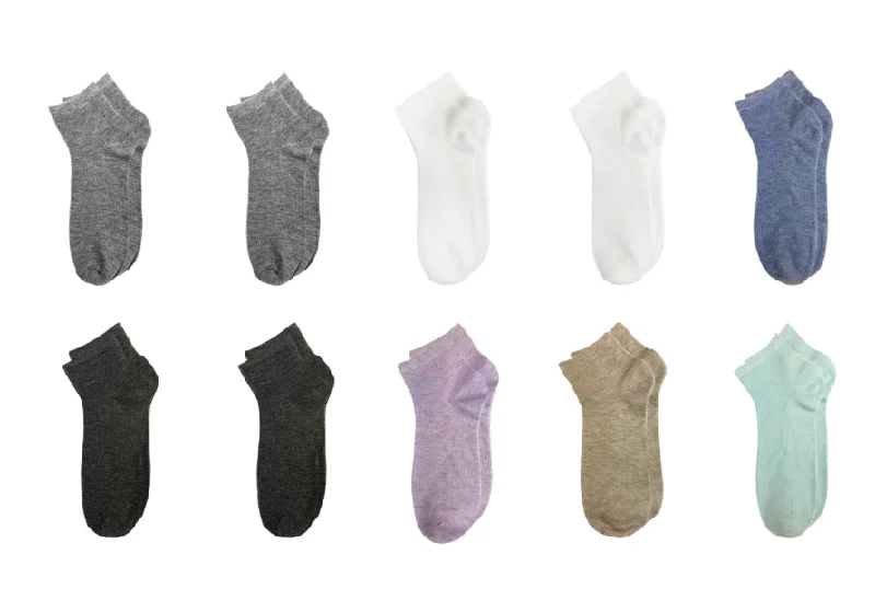 4" Heathered & Solid 10 Pack Low Cut Socks