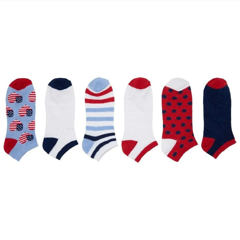 DOORBUSTER Americana Women's No Show Socks 6 Pack