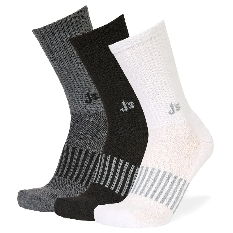 J's Athletic Crew 3 Pack - Black/White/Grey