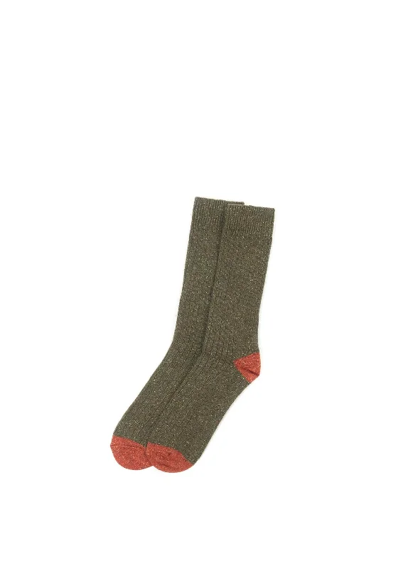 Barbour Houghton Socks, Olive & Burnt Orange