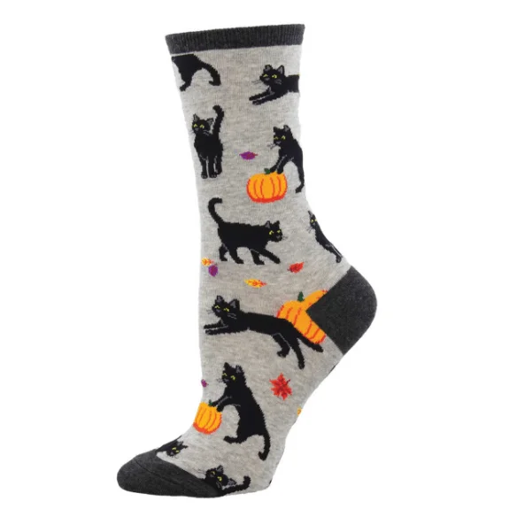 Black Cat Halloween Women's Crew Socks