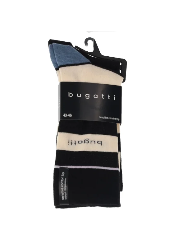 Bugatti Sensitive Comfort Top Stripe Socks, Black Multi UK5.5-8