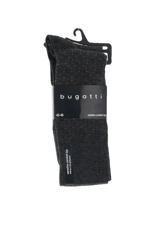 Bugatti 2 Pack Dots Comfort Top Sock, Grey & Ochre