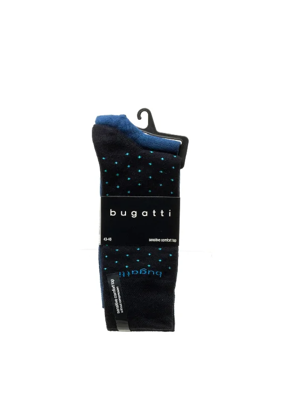 Bugatti 2 Pack Dotted Socks, Navy & Blue UK5.5-8