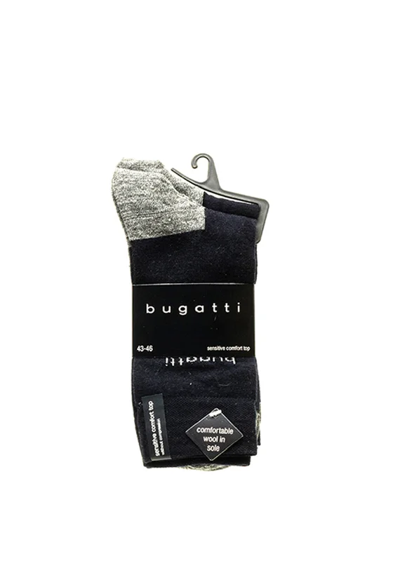 Bugatti 2 Pack Contrast Socks, Navy & Grey