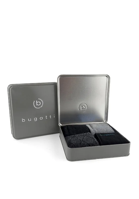 Bugatti 4 Pack Socks Gift Box, Black & Beige