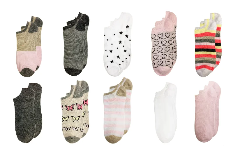 Butterflies 10 Pack No Show Socks