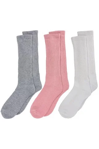 Capelli New York 12" Solid 3 Pack Ribbed Slouch Crew Socks