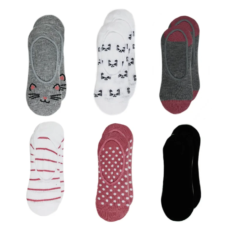 Cat 6 Pack High Rise Sock Liners w/ Gel Heel Gripper