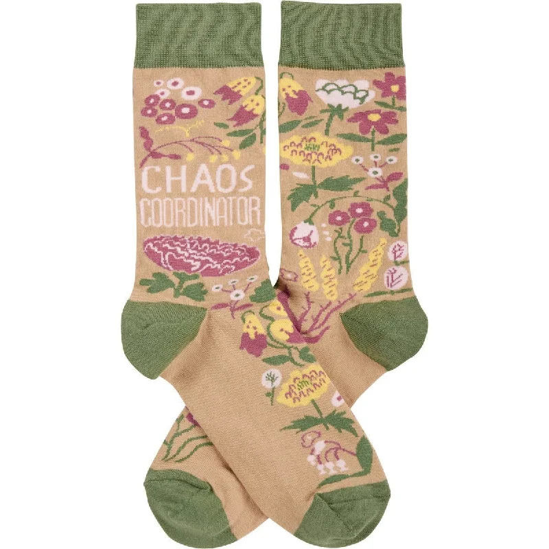 The Bullish Store Women's Chaos Coordinator Funny Socks in Green and Floral