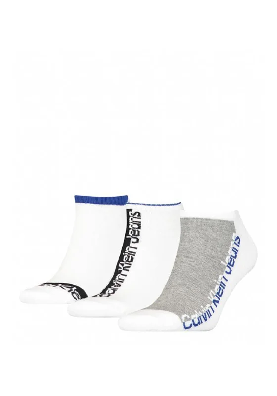 Calvin Klein 3 Pair Trainer Socks, White Multi