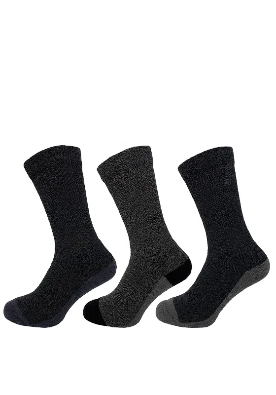 Bramble 3 Pair All Terrain Socks, Charcoal Multi UK6-11