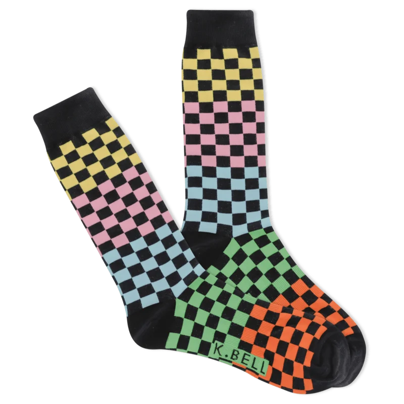 Colorblock Checkers Men's Crew Sock