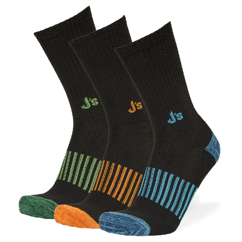 J's Athletic Crew 3 Pack - Black/Assorted