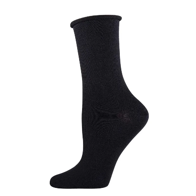 Black Bamboo Women's Crew Socks