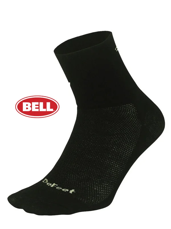 Defeet Bell Logo Sock - Bell - Black-Gray-Red