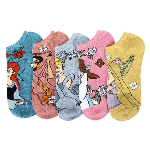 Disney Princess Floral 5 Pair Ankle Socks