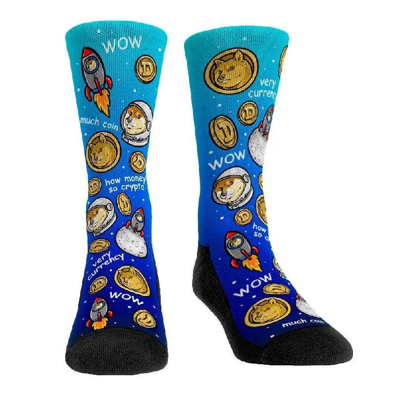 Dogecoin To The Moon Crew Sock