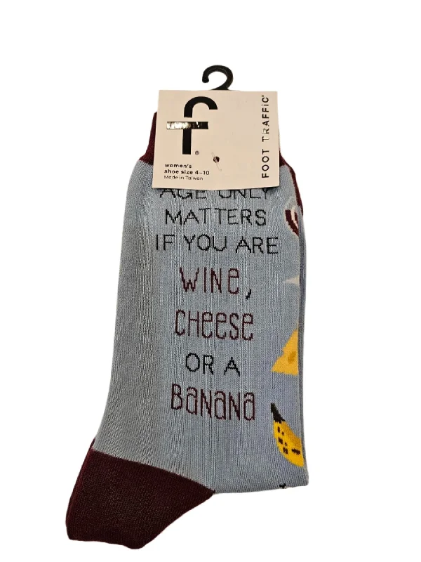 Women's Sock - Age only matters...Wine Cheese - 6968