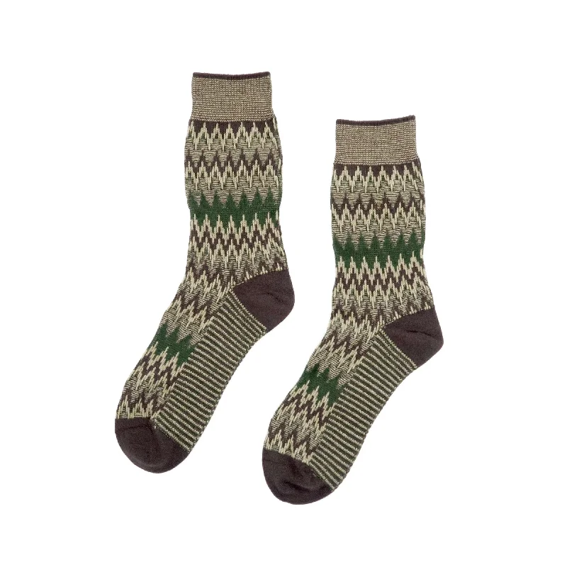 Funky zig zag sock - Brown