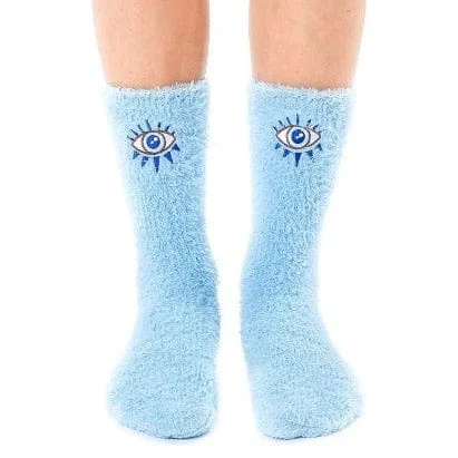 Fuzzy Evil Eye Crew Socks