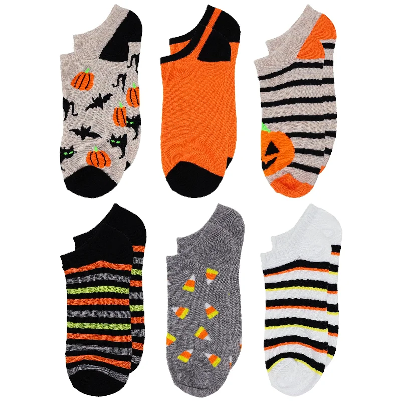 Halloween Terror No Show Socks with Ribbed Cuff