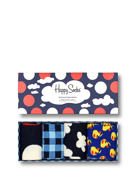 Happy Socks 4 Pair My Favourite Blues Gift Set, Navy Multi