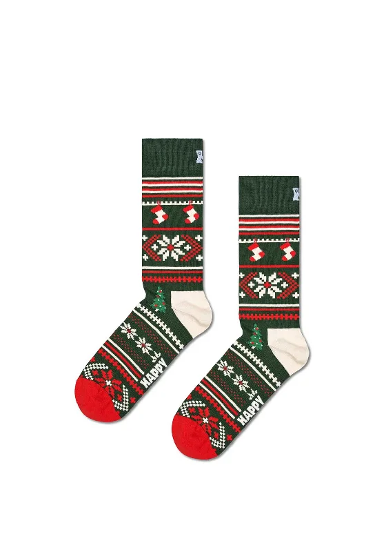 Happy Socks Christmas Sweater Socks, Dark Green