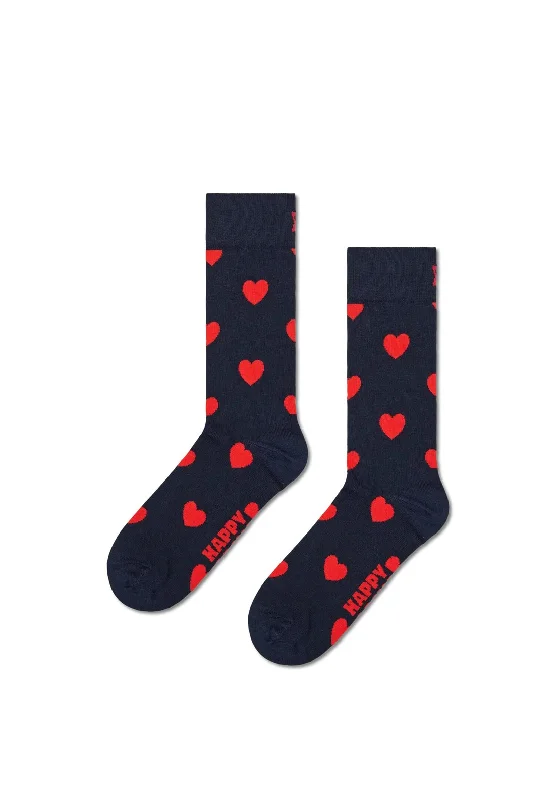 Happy Socks Heart Socks, Navy UK 7.5-11.5